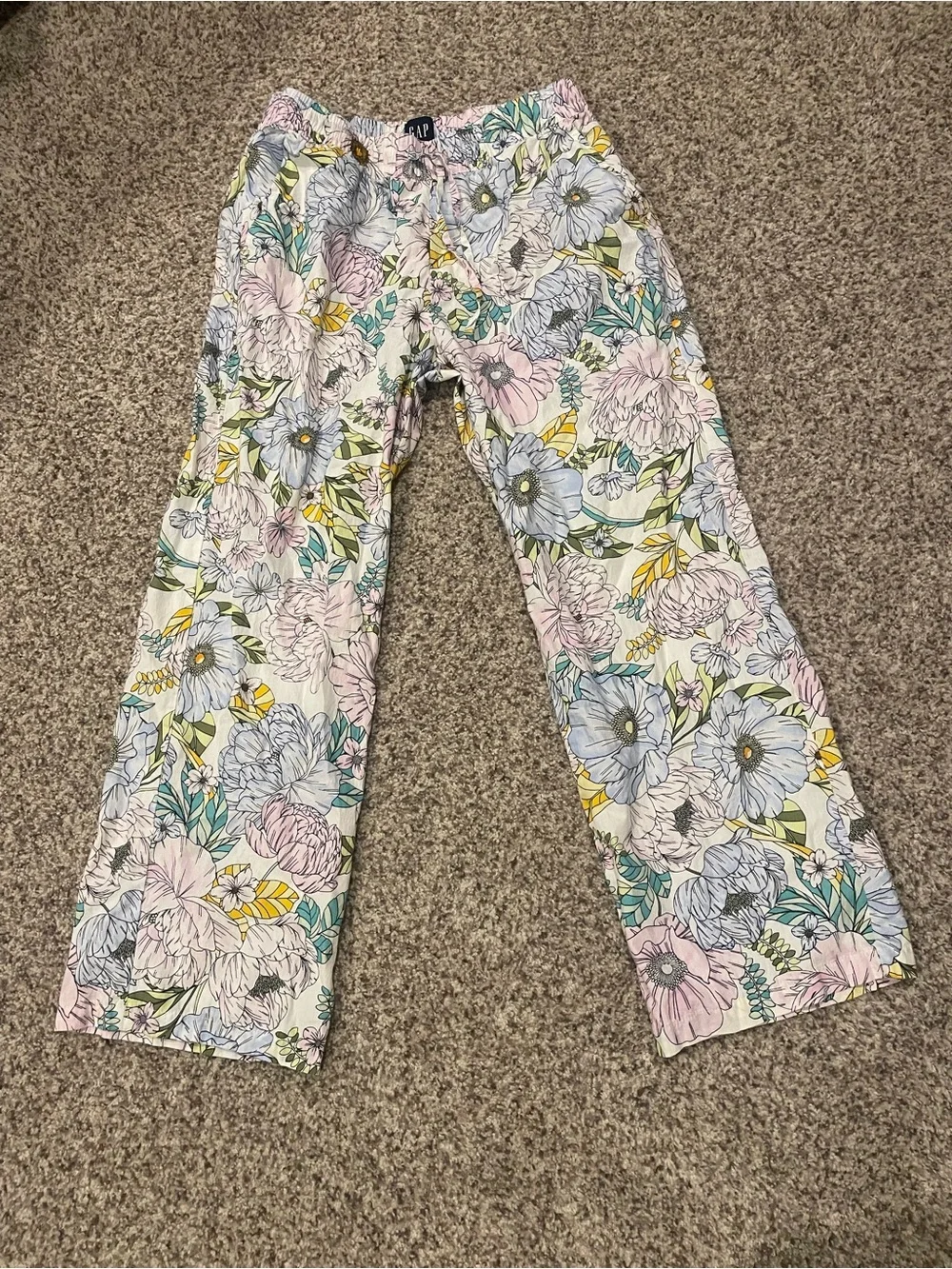 GAP Floral Lounge Pajama Pants - Pastel Blue, Pink & Green